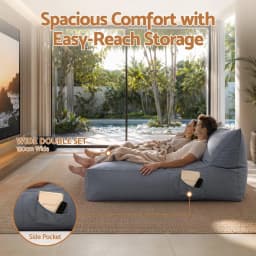 Outdoor Bean Bag Chair Cover No Filler 2 Seater Splash Proof Large Lounge Sofa Cover for Adults for patio Poolside Indoor Grey