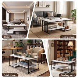 100cm Faux Marble Coffee Table 2 Tier Center Table White Black Storage Living Room Modern Minimalist Furniture