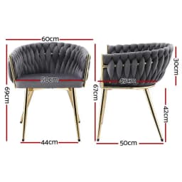 Velvet Weave Dining Armchair Modern Grey Lounge Cafe Kitchen Chair