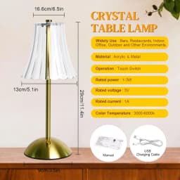 2/4/6/8pcs,Vintage Crystal LED Desk Lamp, USB Charging, Suitable for Bedrooms and Living Rooms, Easily Creating a Warm Atmosphere