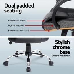 120cm Computer Desk and Executive Office Chair Set PU Leather High Back Black Office Furniture Set
