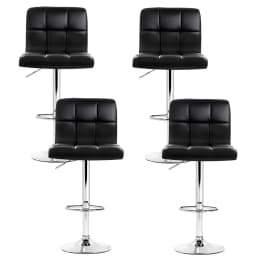Set of 4 Modern Black Leather Bar Stools Gas Lift Adjustable Swivel Counter Chairs