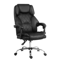 Executive Office Chair Leather Recliner Adjustable High Back Swivel Ergonomic Computer Desk Chair Black Padded Home Office Seat