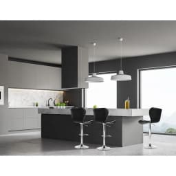 Set of 4 Adjustable Gas Lift Leather Bar Stools Black Swivel Counter Chairs with Footrest