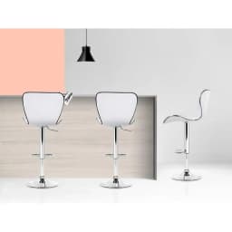 Set of 4 Adjustable Gas Lift Leather Bar Stools White Modern Kitchen Counter Chairs