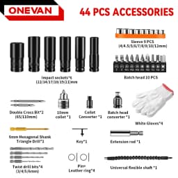 ONEVAN 44Pcs Set Electric Impact Wrench Socket Adapter Kit Drill Chuck Drive Adapter SET for Electric Drill Wrench Screwdrivers