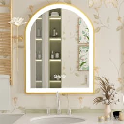 LUVODI Arch Framed LED Bathroom Mirror High-End Wall Mounted Toilet Washroom Dressing Makeup Mirror with Demister