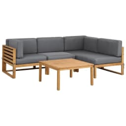 4 Piece Outdoor Wooden Sofa Set Patio Lounge Furniture with Coffee Table and Cushions
