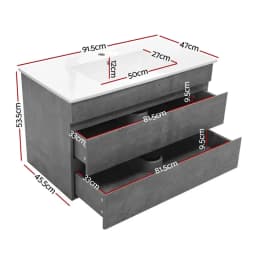 915mm Grey Bathroom Vanity Unit with Basin Modern Freestanding Sink Cabinet Compact Storage Wash Basin Set