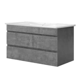 915mm Grey Bathroom Vanity Unit with Basin Modern Freestanding Sink Cabinet Compact Storage Wash Basin Set