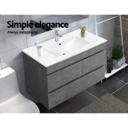 915mm Grey Bathroom Vanity Unit with Basin Modern Freestanding Sink Cabinet Compact Storage Wash Basin Set