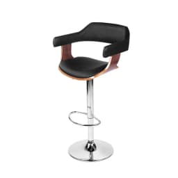 Black Leather Gas Lift Bar Stool with Armrest Adjustable Swivel Counter Chair