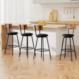 Set of 4 Industrial Upholstered Bar Stools Steel Frame Scratch Resistant Counter Chairs