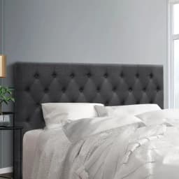 King Size Charcoal Fabric Upholstered Bed Headboard Bedroom Furniture