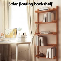 Bookshelf Floating Shelf Capiz Oak Wall Mounted Storage Display Shelf for Living Room Bedroom Home Decor