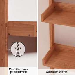 Bookshelf Floating Shelf Capiz Oak Wall Mounted Storage Display Shelf for Living Room Bedroom Home Decor