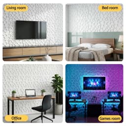 PVC 3D Decorative Wall Panels 50x50cm Set of 15 Feature Wall Panels for Home Interior Decor