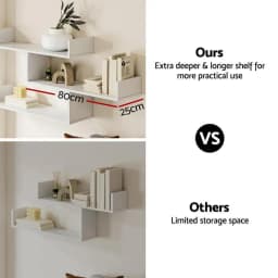 Floating Wall Shelf 3 Tier White Modern Storage Organizer Shelf for Living Room Bedroom Bathroom Kitchen Wall Mounted Decor