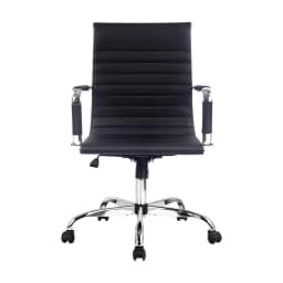 Office Chair Mid Back PU Leather Conference Chair Black Padded Ergonomic Swivel Desk Chair for Office Meeting Room Home Use