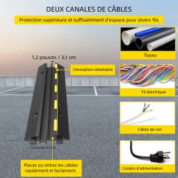VEVOR Cable Protector Ramp 5 Packs 2 Channels Speed Bump Hump 11000 LBS Load Capacity, Protective Wire Cord Ramp Driveway Rubber