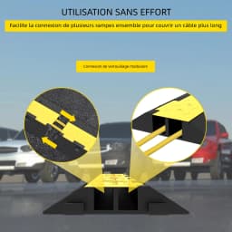 VEVOR Cable Protector Ramp 5 Packs 2 Channels Speed Bump Hump 11000 LBS Load Capacity, Protective Wire Cord Ramp Driveway Rubber