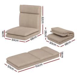 2X Fold Floor Chair Sofa Linen Beige Adjustable Backrest Living Room Lounger Cushion Seat Compact Portable Indoor Relaxation Chair