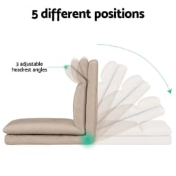 2X Fold Floor Chair Sofa Linen Beige Adjustable Backrest Living Room Lounger Cushion Seat Compact Portable Indoor Relaxation Chair