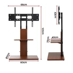 Universal Wood TV Stand Swivel Height Adjustable Tray for 32 to 70 Inch TVs