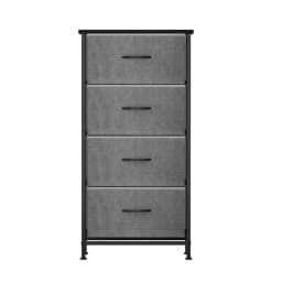 Tall Grey 4 Drawer Storage Chest Bedroom Dresser Modern Wooden Tallboy Cabinet