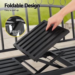 Outdoor Garden Bench Loveseat Steel Folding Patio Table Furniture Black Seat Outdoor Terrace Backyard Dual Seat Lounge Chair