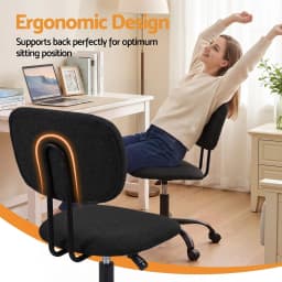 120cm Computer Desk with 3 Drawers and Open Shelves Ergonomic Armless Office Chair with Wheels Height Adjustable for home Office Study