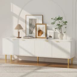 White TV Cabinet Entertainment Unit Storage Stand 180CM Modern Living Room Furniture