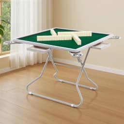Foldable Mahjong Table for home 4 Drawers Cup Holders Green Portable Game Table