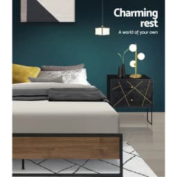 Queen Metal Bed Frame Durable Bed Base Oslo Style Modern Platform Support Frame