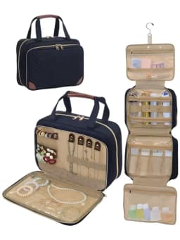 Large Capacity Hanging Travel Organizer - Waterproof Multi-Compartment Makeup Bag With Hook, Unisex, Black, Toiletry Organizer,