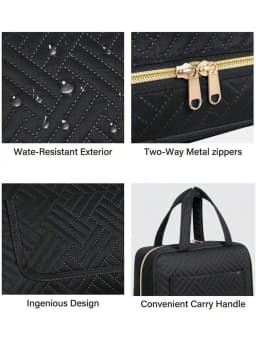 Large Capacity Hanging Travel Organizer - Waterproof Multi-Compartment Makeup Bag With Hook, Unisex, Black, Toiletry Organizer,