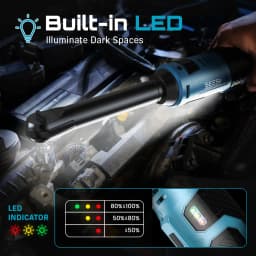 SEESII 3/8" Cordless Electric Wrench 55Nm 6'' Extended Ratchet Wrench 12V Rechargeable Angle Wrench Car Repair Tools with 2pcs Batteries