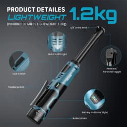 SEESII 3/8" Cordless Electric Wrench 55Nm 6'' Extended Ratchet Wrench 12V Rechargeable Angle Wrench Car Repair Tools with 2pcs Batteries