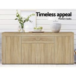 Modern Oak Buffet Sideboard Storage Cabinet with Doors and Shelves for Dining Room Living Room and Kitchen