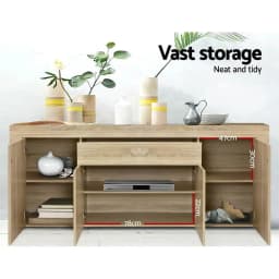 Modern Oak Buffet Sideboard Storage Cabinet with Doors and Shelves for Dining Room Living Room and Kitchen