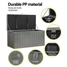 830L Lockable Outdoor Storage Box Garden Bench Tool Shed Black
