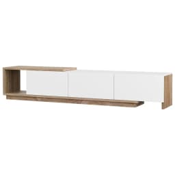 Extendable White Oak TV Cabinet Entertainment Unit Stand Modern Storage Media Console for Living Room