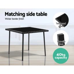 3 Piece Patio Bistro Set Rocking Chair Table Wicker Outdoor Furniture Black