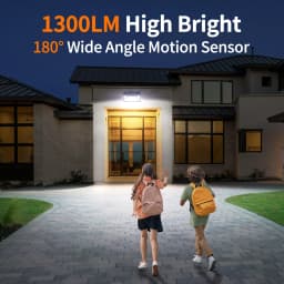 Intelamp Long Life 1300LM 4000mah Outdoor Solar Lights 6H Charge Lighting All Night With Two Motion Sensors 180° Wide-Angle Large Solar Panel Solar Lamp IP65 For Street Garden Path Yard Wall
