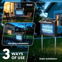 Solar Bug Zapper Outdoor Mosquito Zapper 4500V Waterproof Rechargeable Fly Zappe