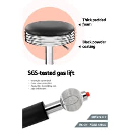 Set of 2 Backless PU Leather Bar Stools Black Chrome Modern Counter Height Kitchen Seating