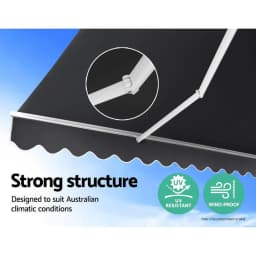 Retractable Folding Arm Awning Manual Sunshade Outdoor Patio Window Canopy 3M x 2.5M Grey