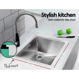 44x44CM Stainless Steel Kitchen Sink Single Bowl Silver Basin