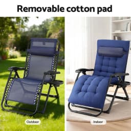 XL Blue Folding Zero Gravity Camping Lounger Reclining Outdoor Patio Chair Portable Adjustable Lounge Chair Furniture for Beach Garden Yard Pool