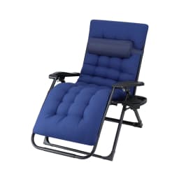 XL Blue Folding Zero Gravity Camping Lounger Reclining Outdoor Patio Chair Portable Adjustable Lounge Chair Furniture for Beach Garden Yard Pool